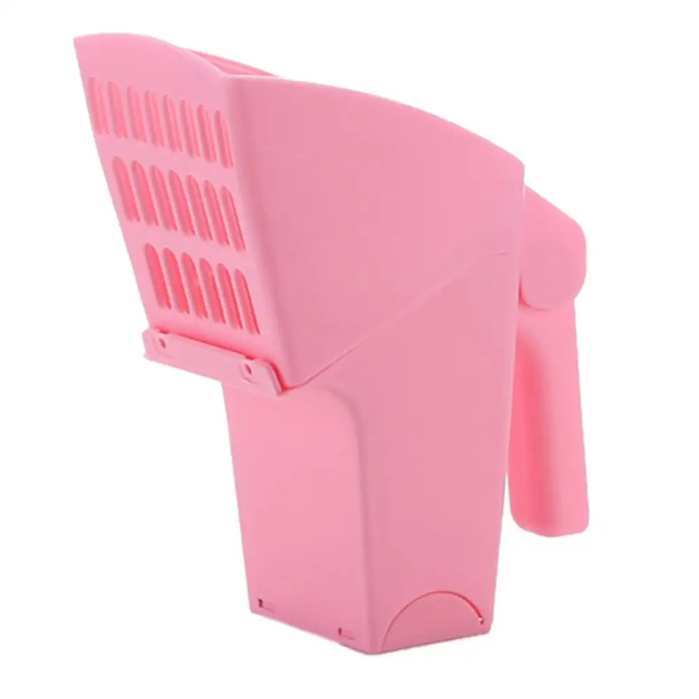 Cat Litter Scooper Self-contained Trash Can Plastic Pets Litter Scoop Pet Cleaning Tool - Цвет: light pink