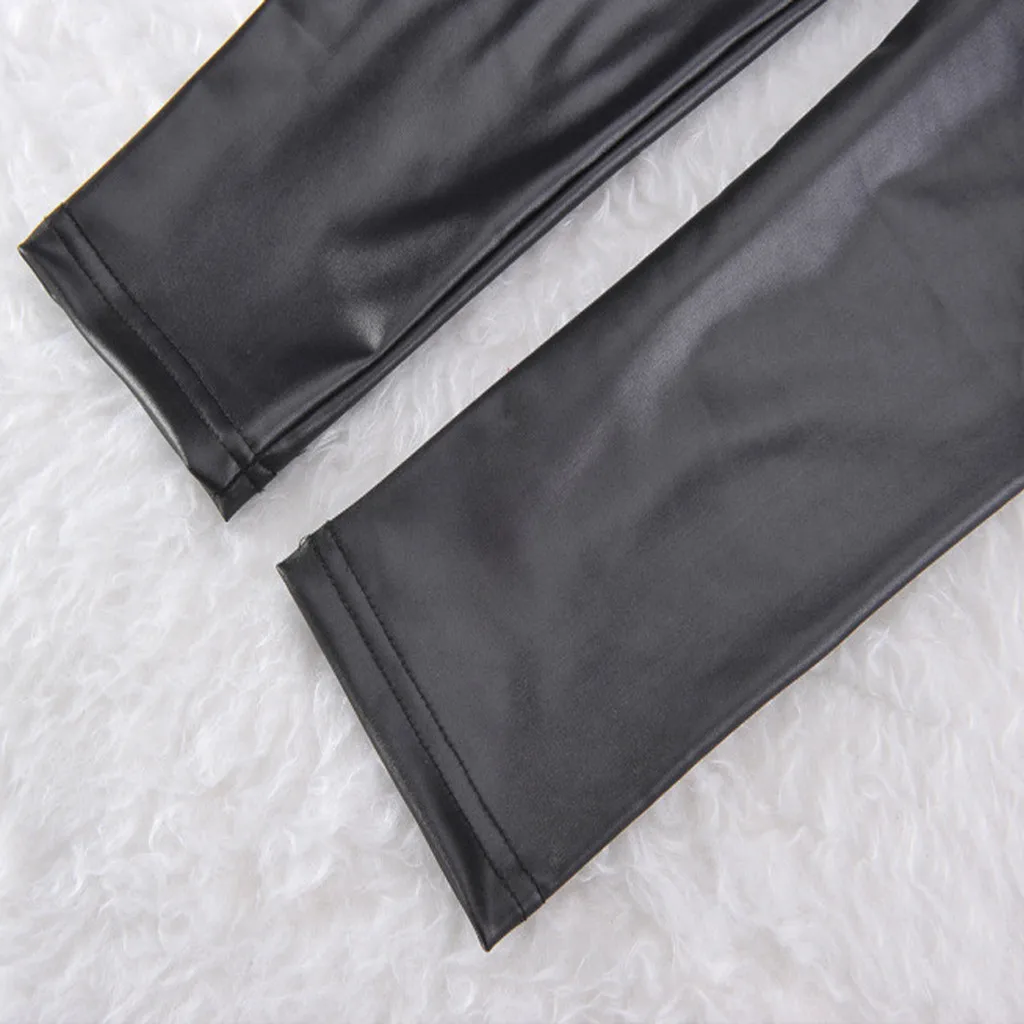 Autumn PU Faux Leather Leggings Women Black Skinny Pants Female Korean Slim Ladies Plus Size Pencil Leggins S-4XL