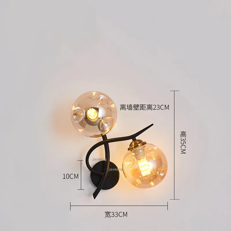 Nordic LED Wall Lamp Glass Lighting Light Fixtures Creative Bedside Lamp Living Room Home Indoor Sconces Wall Lamps Modern Decor - Цвет абажура: Amber Glass
