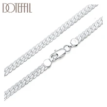 DOTEFFIL 925 Sterling Silver 5m Side Flat Chain Bracelet For Women Fashion Wedding Engagement Party Charm Jewelry DOTEFFIL 925 Sterling Silver 5m Side Flat Chain Bracelet For Women Fashion Wedding Engagement Party Charm Jewelry