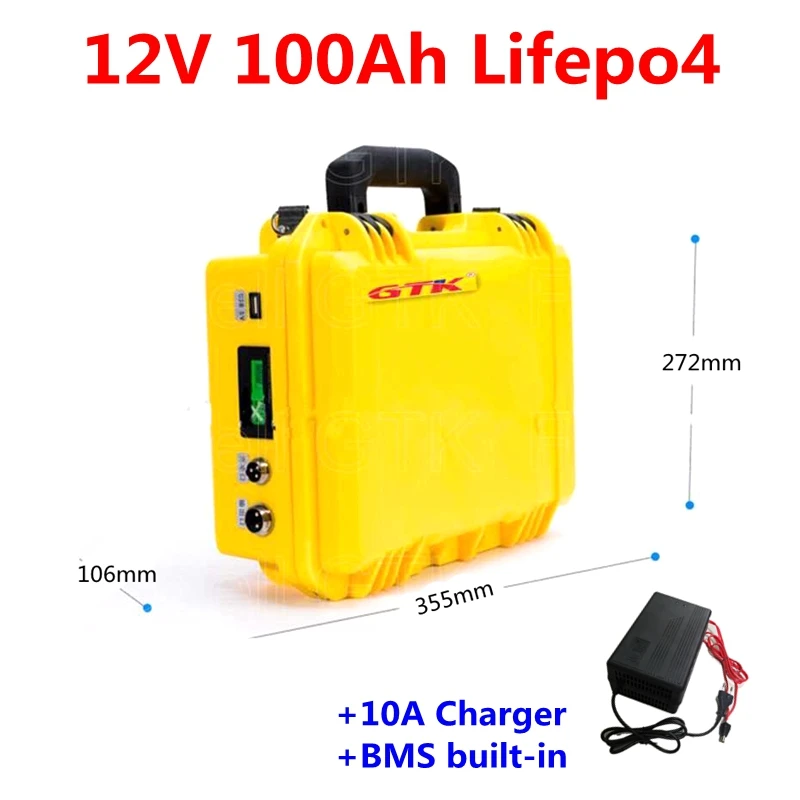 12V 100Ah lifepo4 литий-полимерный аккамулятор для молнечной батареи AGM UPS инвертор Гольф тележка autocaravanas RV+ 10A зарядное устройство