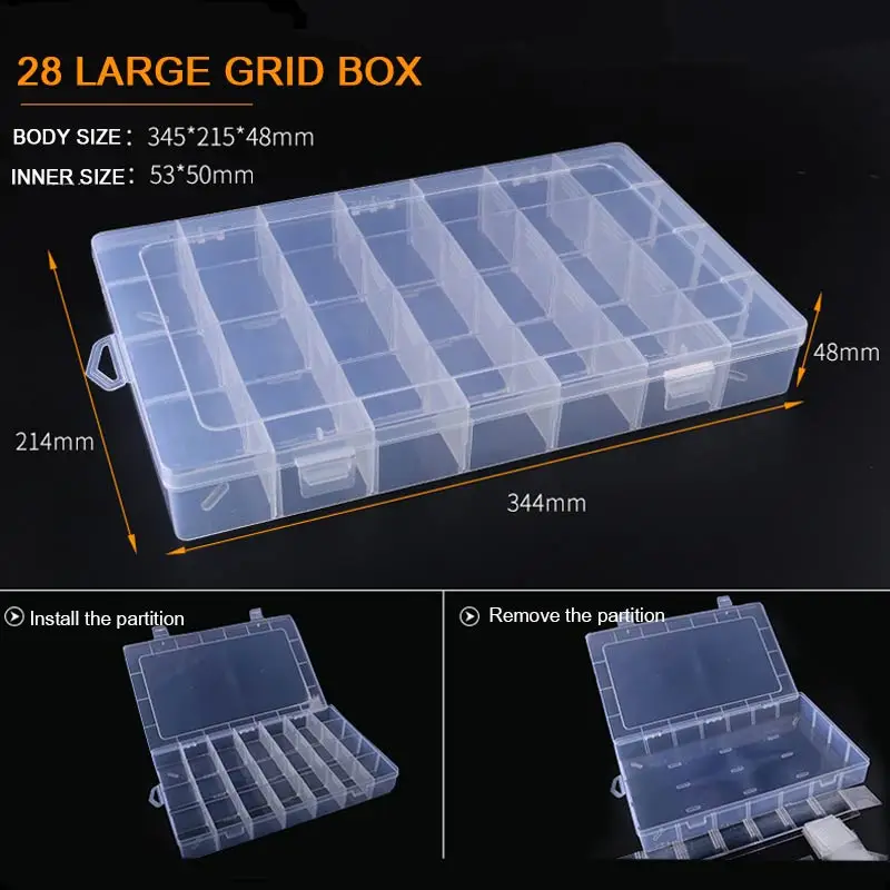 Дисплей чехол на возраст от 6 до 36 сетки винтовой держатель измерительный прибор для хранения коробка-органайзер для ювелирных украшений отсек серьги из бисера контейнер 1 шт. Пластик - Цвет: Large 28 grid