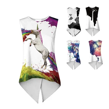 

New Style Summer Clothes Sleeveless Vest irregular split vest ABDL Adult Baby With Unicorn Digital Printing