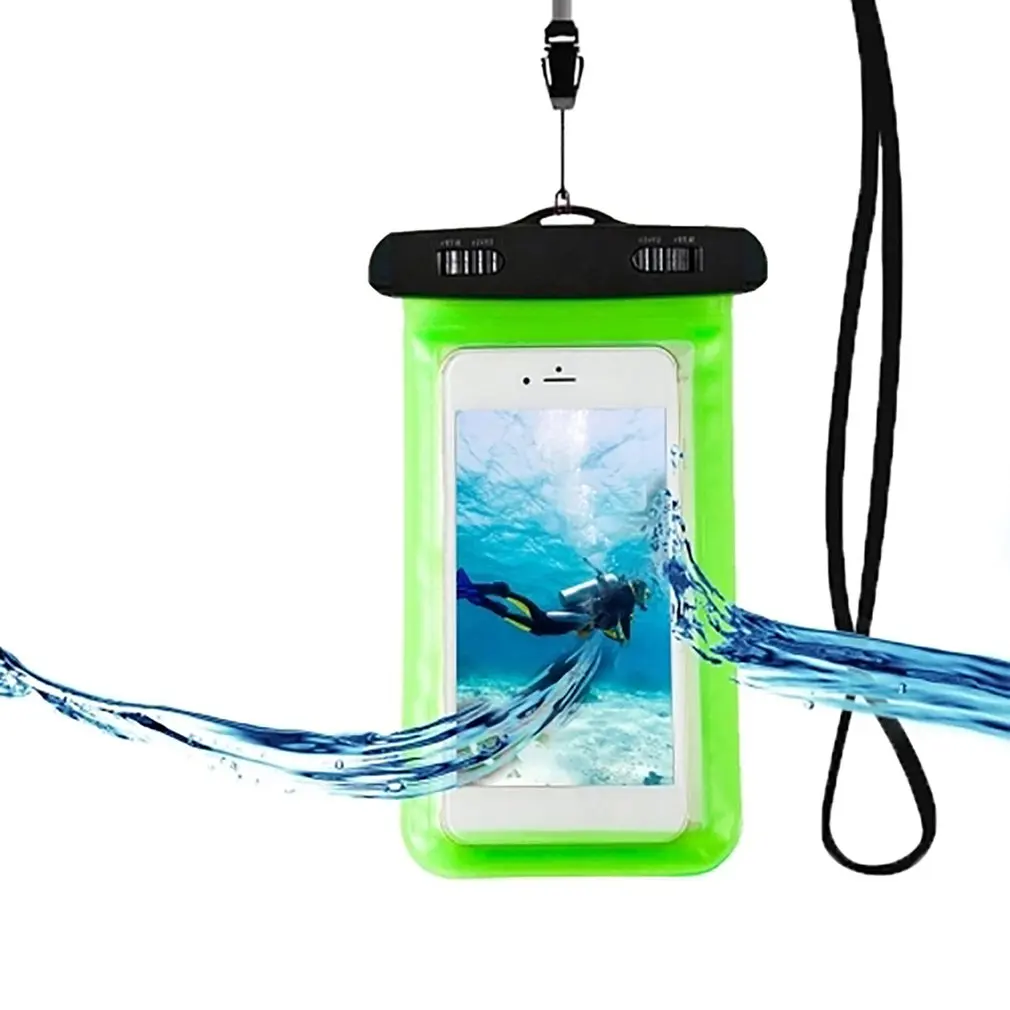 Водонепроницаемый мобильный чехол для iPhone X Xs Max Xr 8 7 samsung S9 прозрачный ПВХ герметичный подводный сотовый смартфон сухой Чехол - Цвет: Зеленый