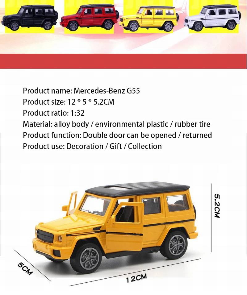 Игрушечный светильник из 1:32 сплава для автомобиля Benz G55 SUV Jeep AMG Модель мальчика Рождественский подарок игрушки для детей