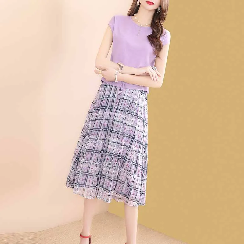 

Western Style Goddess-Style Dress Outfit Women's 2019 New Style Summer Tops Half-length Skirt Two-Piece Set Elegant-
