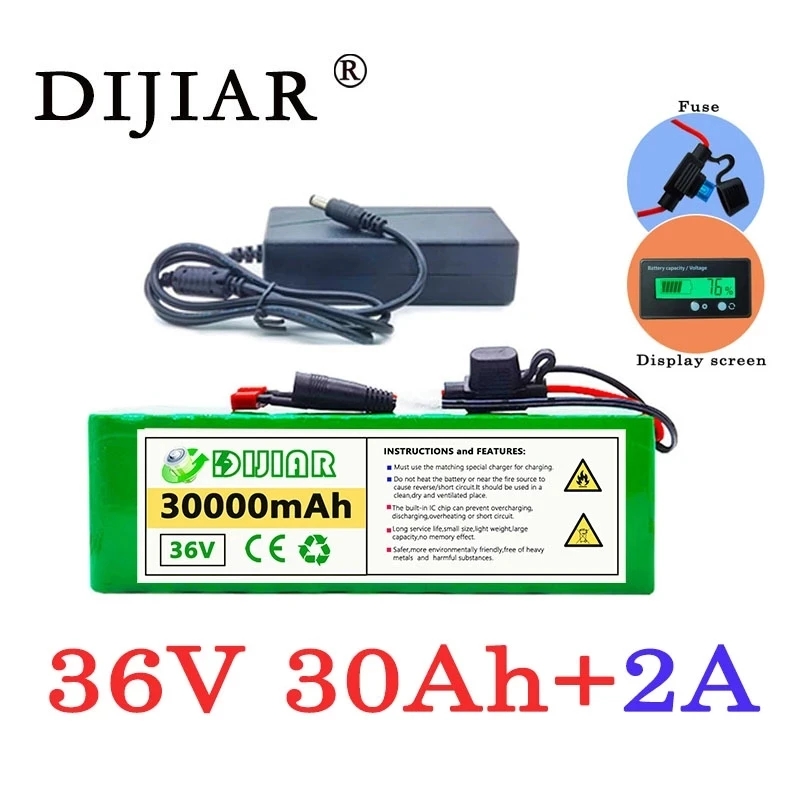 DiJiar 36V 30ah large capacity 10S4P electric vehicle battery pack 18650 500W power motorcycle scooter with fuse | Электроника