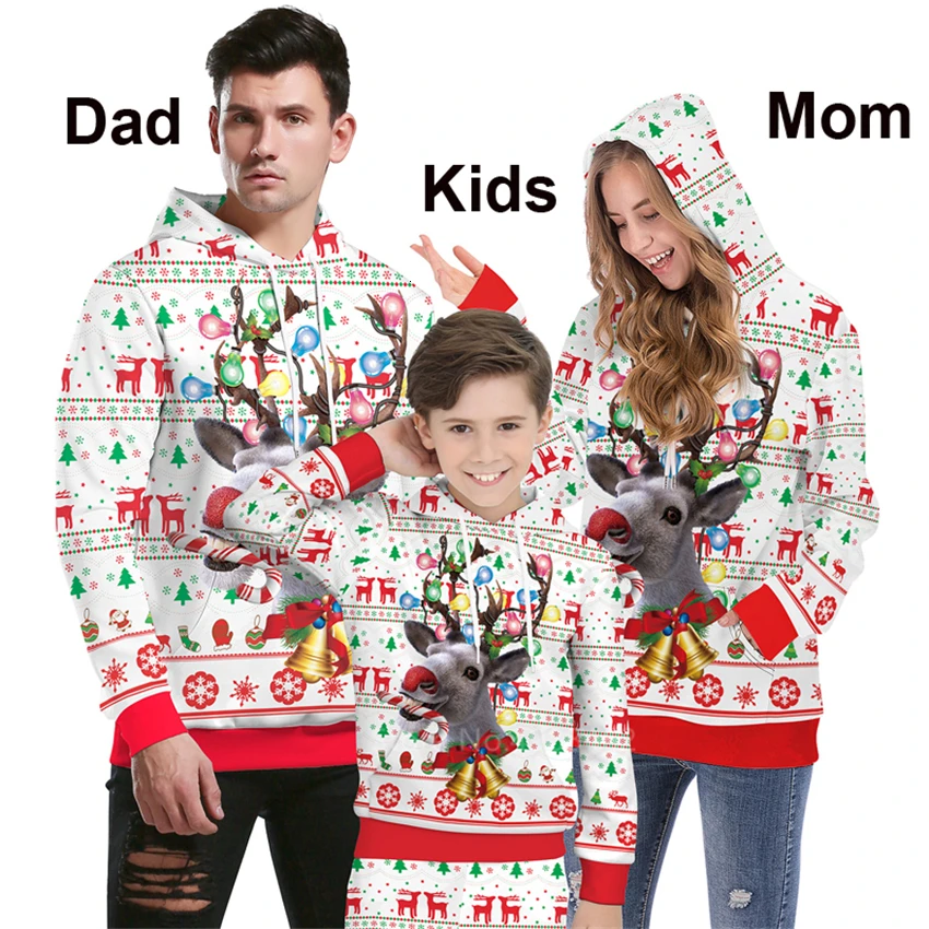 

Family Matching Clothes Deer Xmas Sweatshirts Girl Family Look New Year Father and Son Mother and Daughter Boy Christmas Sweater