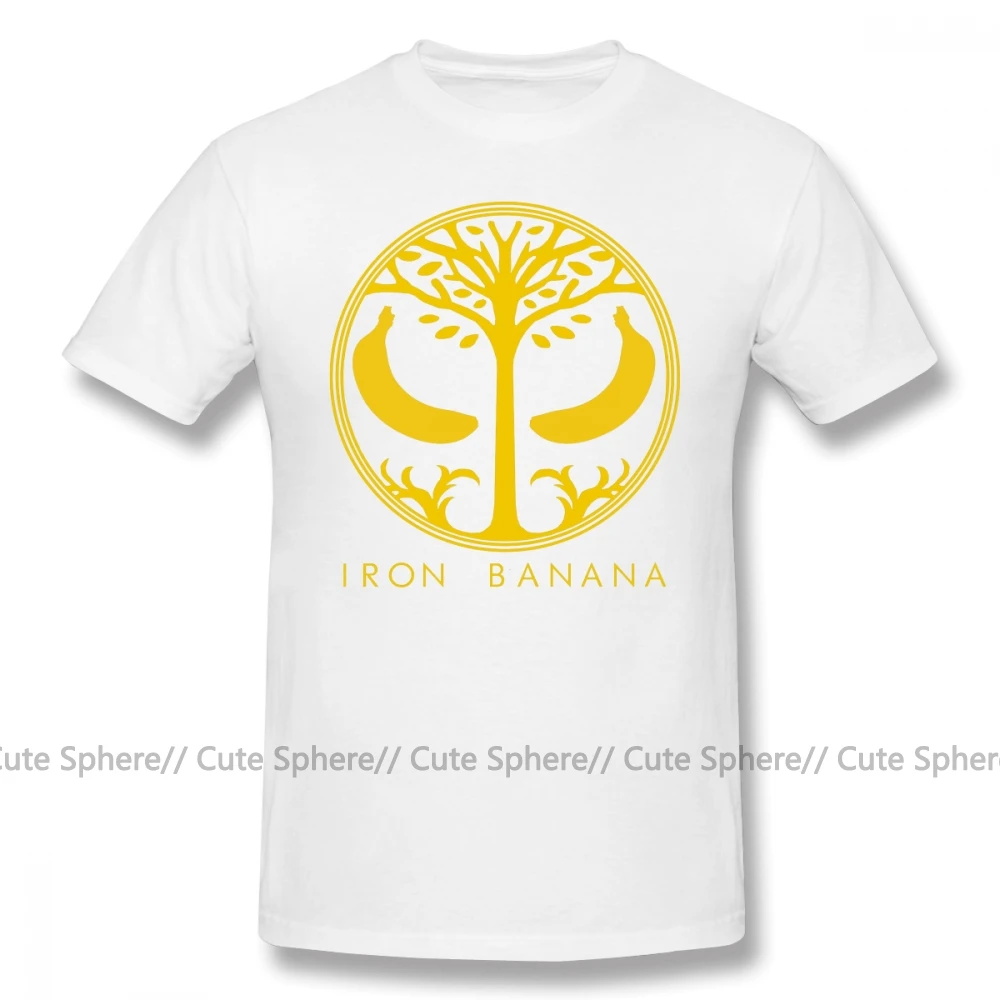 Футболка с изображением железного банана, летняя футболка больших размеров, 100 хлопок, забавная Мужская футболка с короткими рукавами и принтом - Цвет: White