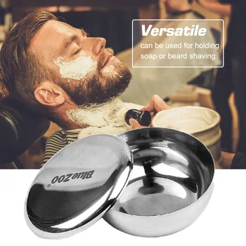 

BlueZOO Stainless Steel Shaving Mug Bowl Barber Beard Shaving Soap Bowls Cup with Lid Men's Facial Hair Cleansing Shaving Tool