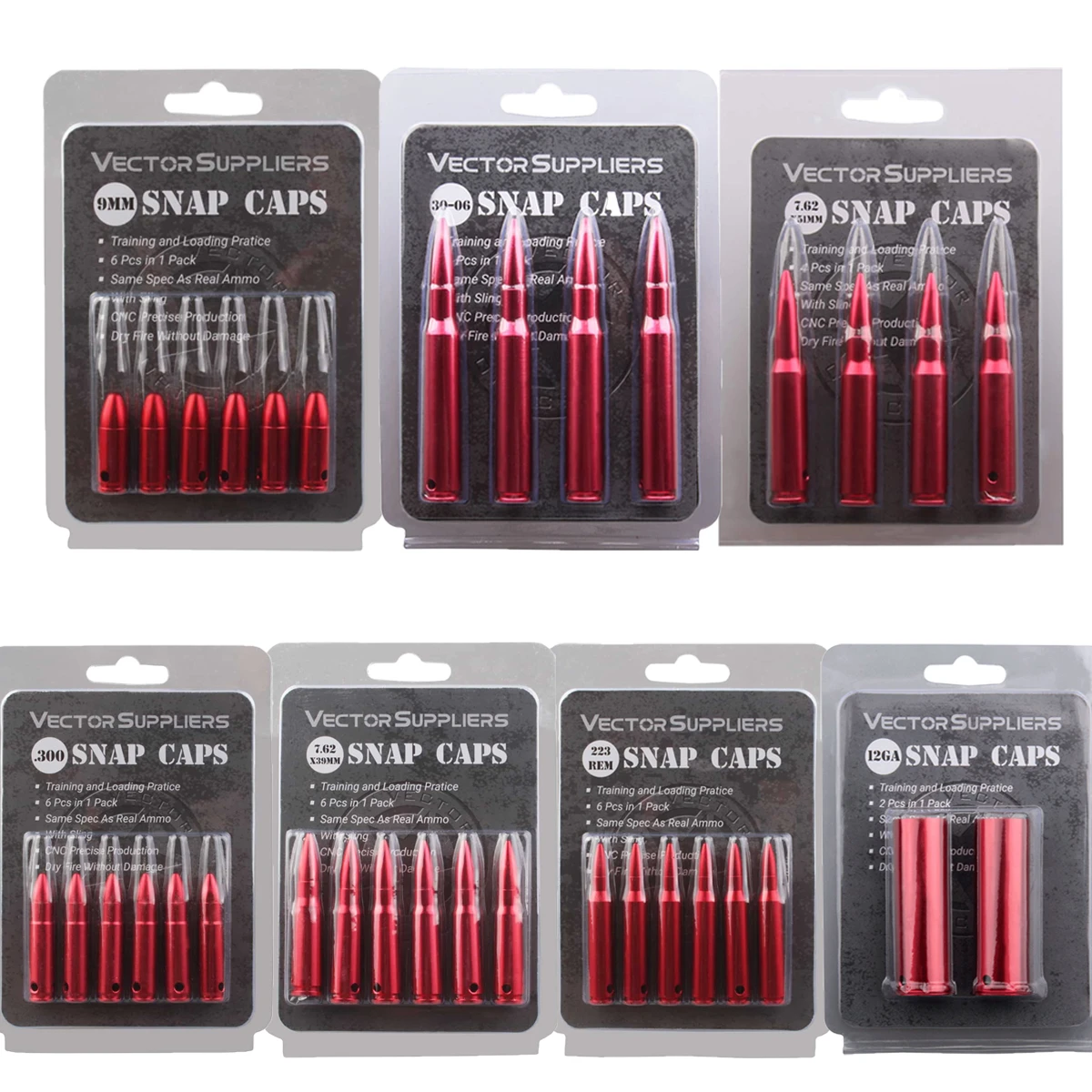 Snap Caps Vector Optics 9mm .300 .223 12GA Caliber Cartridge Bore Sighter