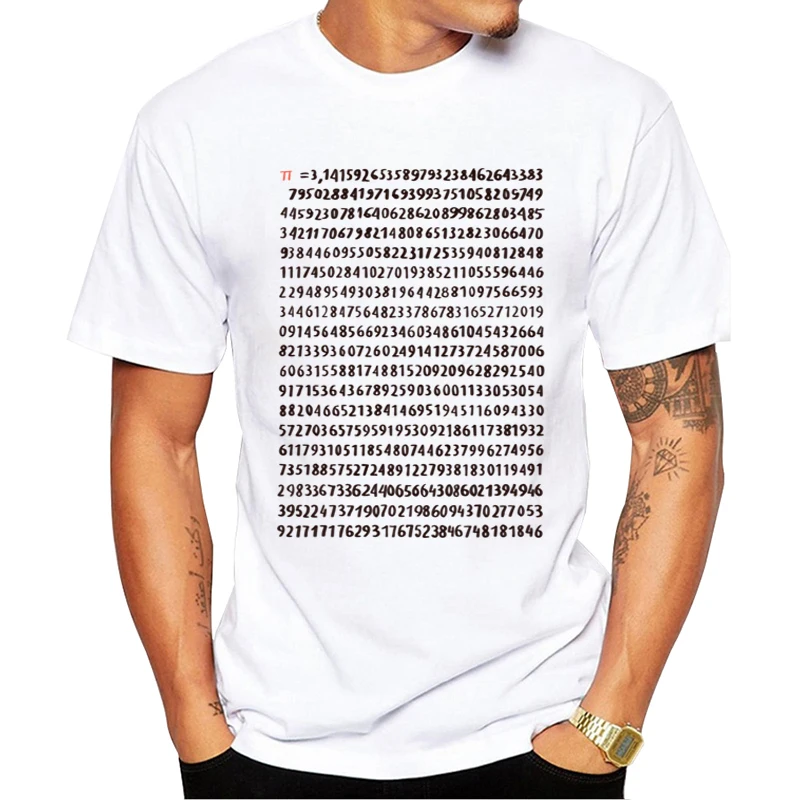TEEHUB Fashion Letter Men T-Shirt Hipster Pi Printed t shirts Short Sleeve Tshirts Cool Essential Tee | Мужская одежда