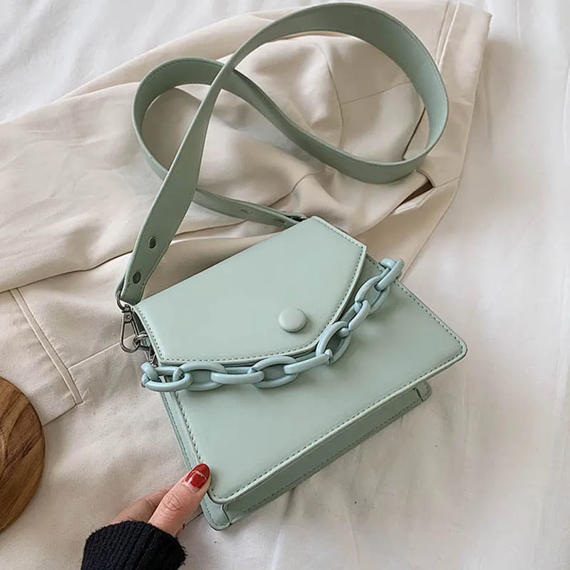 

Thick Chain Design Small PU Leather Crossbody Bags For Women 2020 New Female Shoulder Simple Bag Ladies Handbags