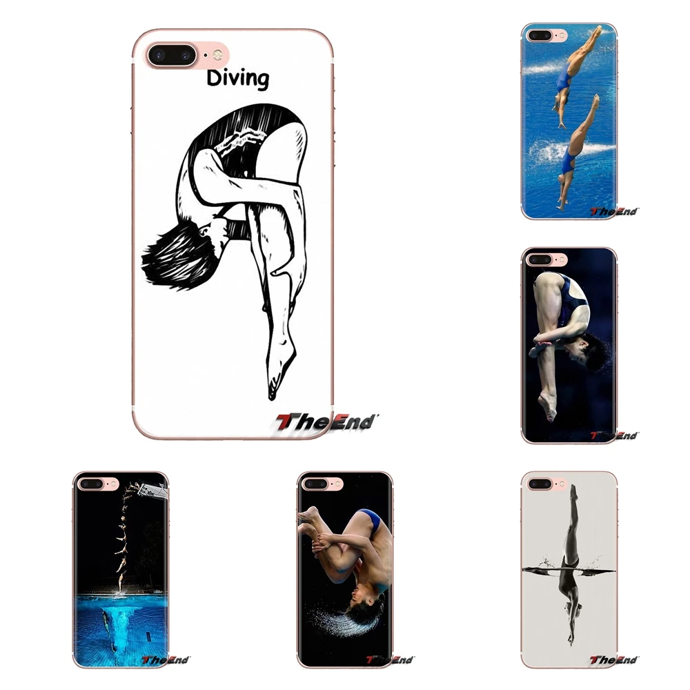 For Samsung Galaxy A3 A5 A7 A9 A8 Star A6 Plus 2018 2015 2016 2017 Transparent Soft Cases Covers Olympic diving Sport Poster |
