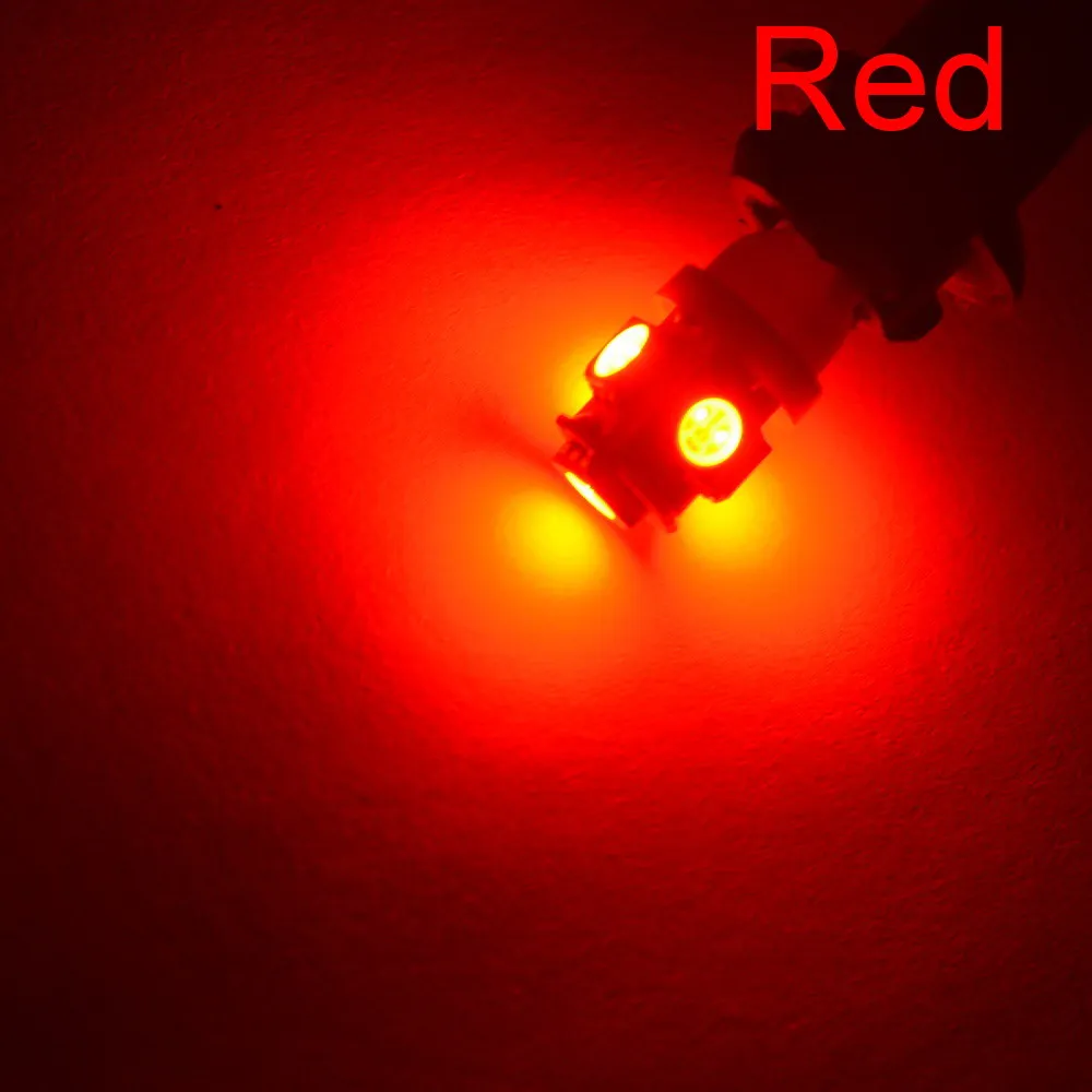 100X белый красные, синие розовый желтый и зеленый цвета T10 5050 Клин 5SMD авто светодиодный светильник Резервное копирование лампы W5W 2825 158 192 168 194 лампа AC/DC 12V - Испускаемый цвет: Красный