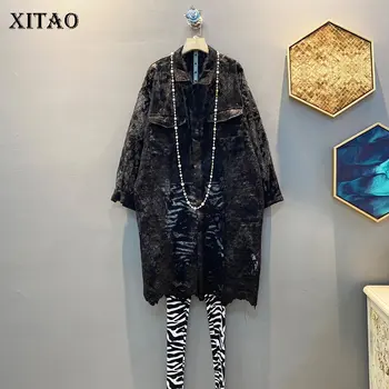 

XITAO Vintage Lace Mesh Loose Plus Size Sense of Design Full Sleeve Pocket Casual 2020 Spring Summer New Niche Shirt DMY4411