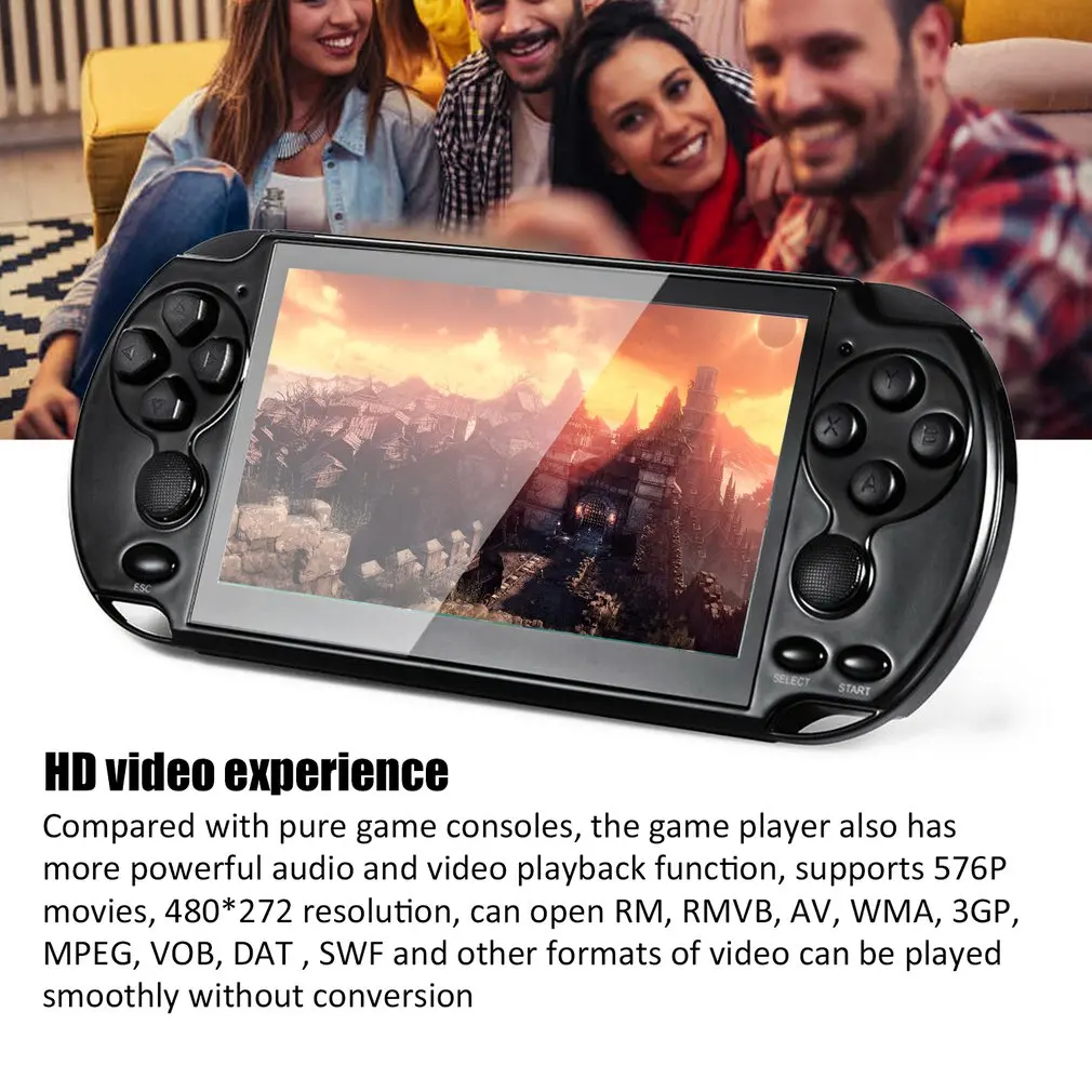 Видео Игровая приставка X6 для psp игры ручной Ретро игры 4,3 дюймов экран Mp4 плеер Игры Поддержка камеры, видео, электронной книги
