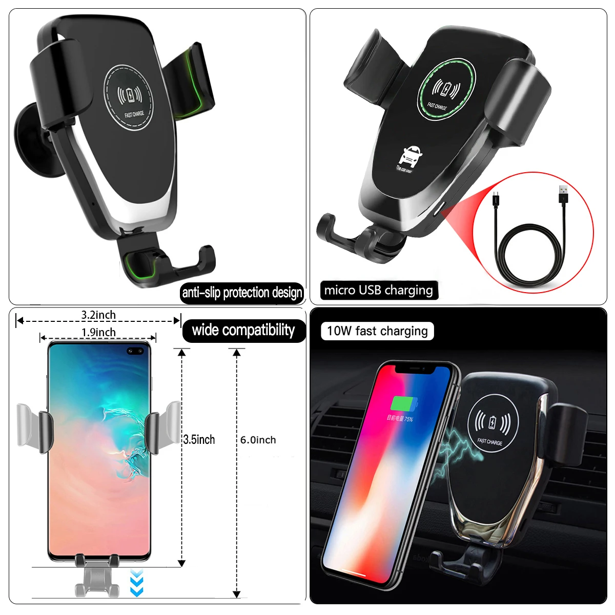 Автомобильное беспроводное зарядное устройство для iPhone XS MAX X 8 11 CD слот