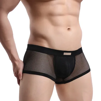 

Fashion Underwear Men Boxer Mesh U Pouch Sexy Underpants Cueca Nylon Pants Trunks Boxer Shorts Gay Male Panties