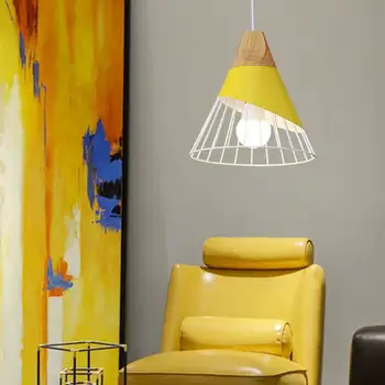 

Nordic LED Pendant Light Dining Room Pendant Lamp Modern Colorful Restaurant Kitchen Coffee Bedroom Loft Hanglamp Wood E27