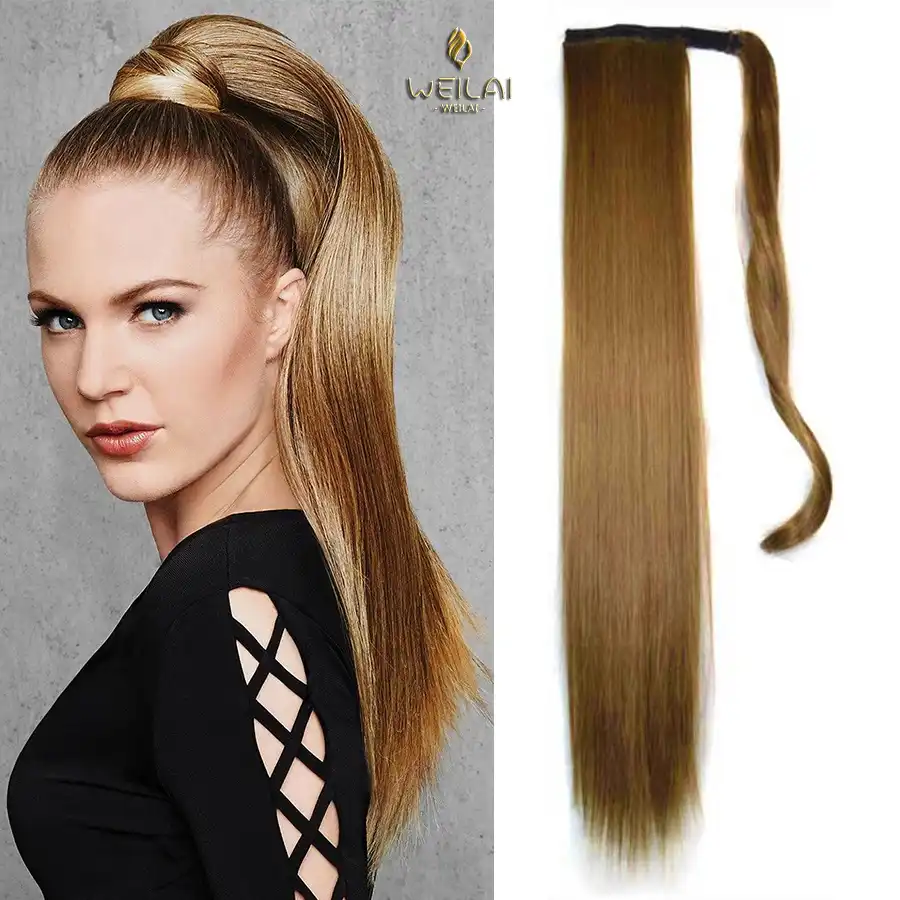Weilai Zhenskij Parik Na Lipuchke Pryamoj Hvostik Dlinnye Pryamye Volosy Naturalnyj Realistichnyj Parik Sinteticheskie Hvostiki Dlya Pricheski Sinteticheskie Hvostiki Aliekspress
