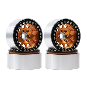 

4PCS 1/10 RC Rock Crawler Aluminum 2.2 Beadlock Wheel Rims for Axial SCX10 Capra Wraith 90048 90018 Traxxas TRX4,Yellow