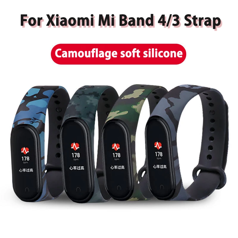Силиконовый браслет для Xiaomi Mi Band 4 3 correa ремешок Камуфляжный сменный Miband Band3 NFC