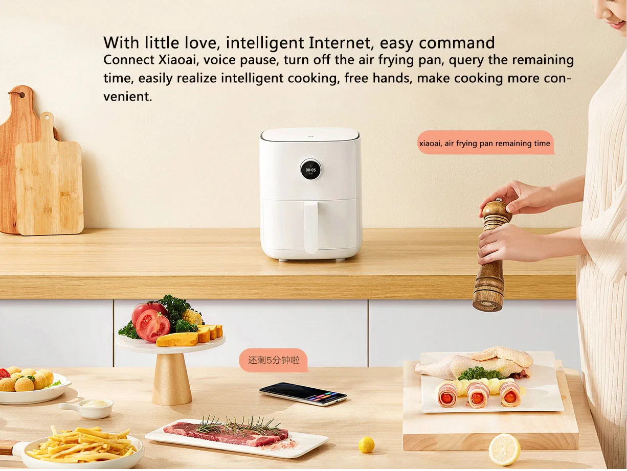 Xiaomi Smart Air Fryer Pro 4L, freír aire, hornear, yogur, secado de  frutas, descongelación, fermentación, blanco