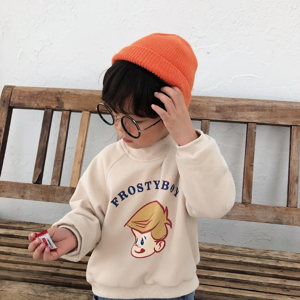 Korean style girls boys t-shirt thicken winter cotton fashion kids girls sweatshirt 1-6t