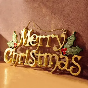 

14/19/24cm Christmas Letter Card Gold/silver Xmas New Pendant Year Hanging Home Christmas Ornament Merry Decorations Shiny