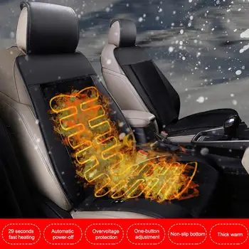 

Car Winter Heated Seat Covers Front Fast Heating Cushion Plush Non-slip Silicone Bottom Cigarette Lighter Plug 12V/24V 24W