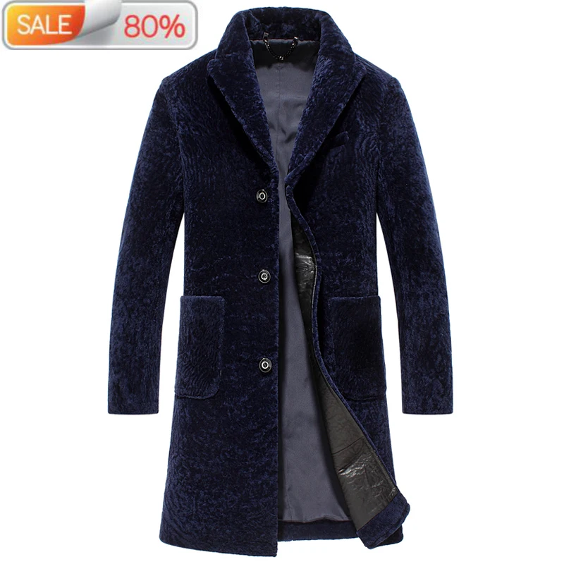 

New Sheep Shearling Jacket Natural Wool Coats Long Autumn Winter Real Fur Coat Windbreaker Suit Collar 9961 B21461