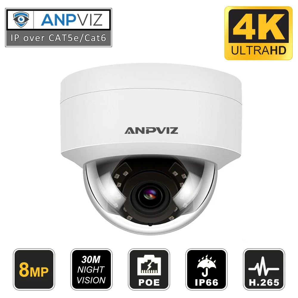 Совместимость Hikvision 8MP IP POE камера наружная/Внутренняя H.265 купольная CCTV сетевая камера широкий угол 2,8 мм 30 м ИК ONVIF
