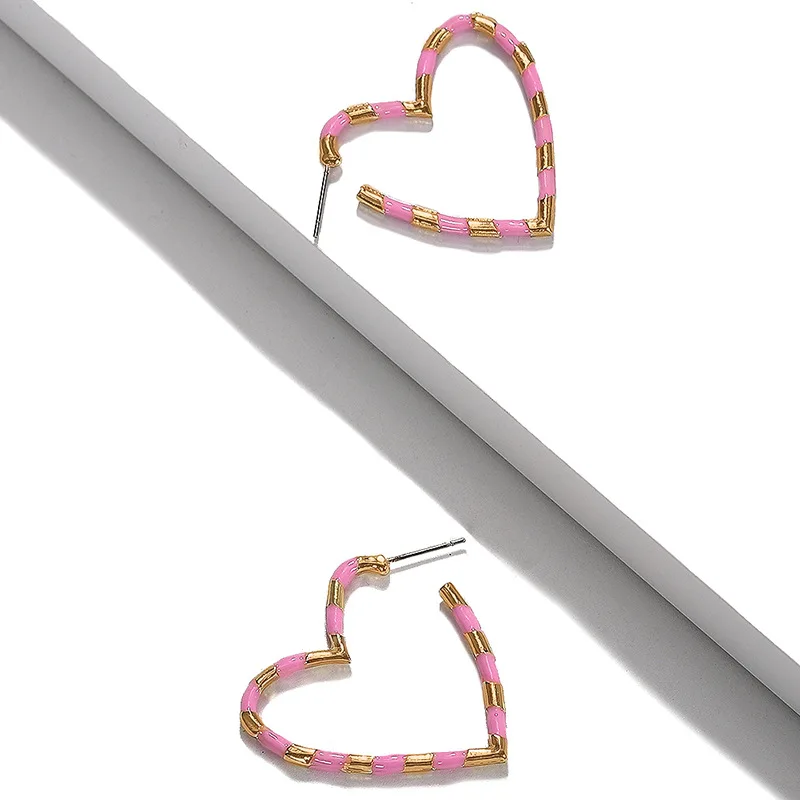 Новая мода в стиле панк Цвет-плетение сердца серьги в форме фигурного кольца для Для женщин женские вечерние серьги Цвет Фул серьги