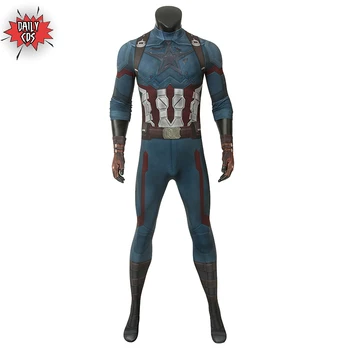 

Adult Captain America Infinity War Steve Rogers Costume Spandex Zentai Suit Superhero Cosplay Jumpsuit with gloves