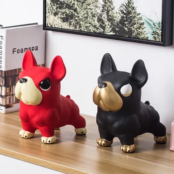 

Nordic Cool Muscle Dog French Bulldog Statue Dog Art Sculpture Ceramic Home Decoration Ornament Animal Figurine Piggy Bank