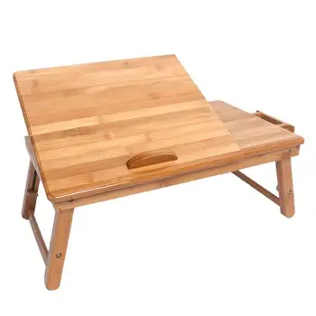 

53cm Trendy Adjustable Bamboo Computer Desk Wood Color，ship from US drop shipping