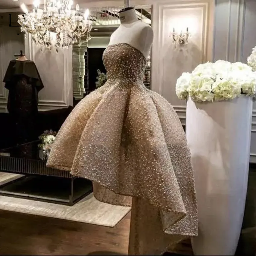 Luxury-Champagne-Pearls-High-Low-Prom-Dresses-2018-Abendkleider-Saudi-Arabic-Lace-Prom-Gowns-Abiye-Long