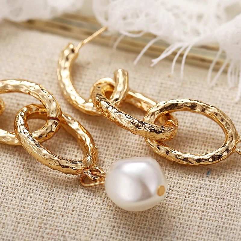 

Fashion elegant pearl long earrings created large simulated pearl chain earrings for wedding party gift 2019