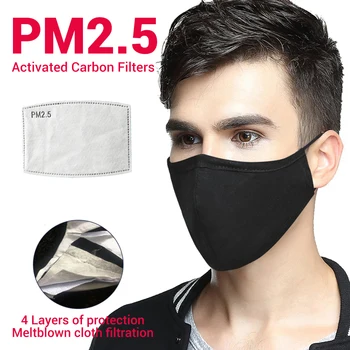 

Motorcycle Face Mask Mouth Cotton Balaclava PM2.5 Activated Carbon Filter Anti Dust Droplets Saliva Anti-Pollution Reusable