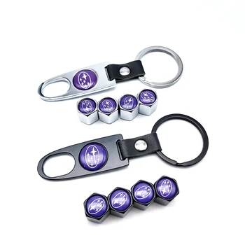 

CAR Auto metal valve Cap with keyring For Subaru Impreza Forester Tribeca XV BRZ WRX Outback Legacy Car-Styling Accessories