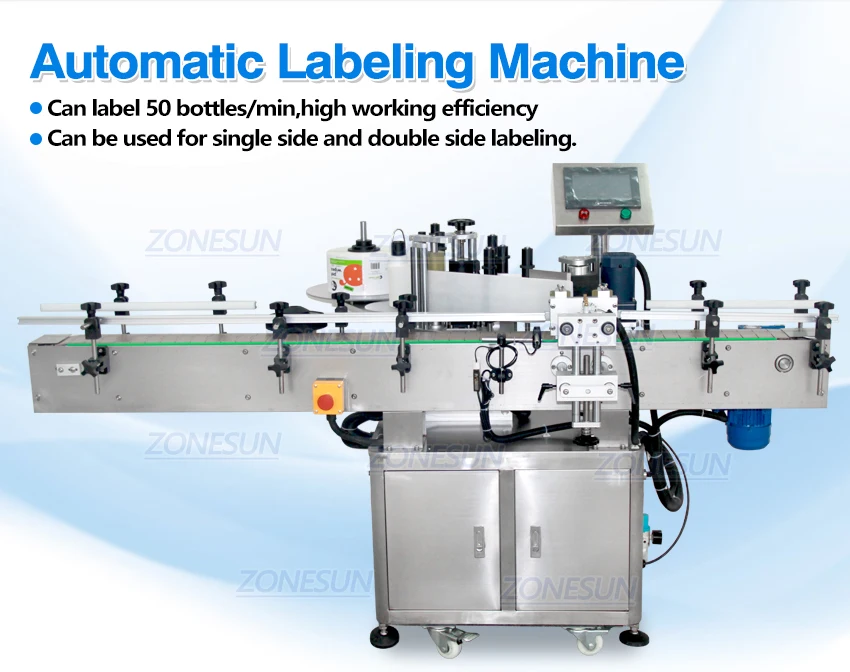 ZONESUN Automatic Round Bottle Labeling Machine With PLC Contorl