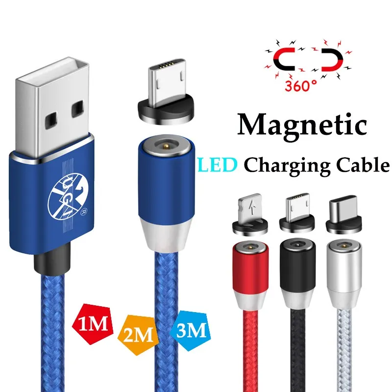 1-3 м Быстрый Магнитный переходник для зарядки iPhone Andriod Micro USB C зарядный кабель samsung
