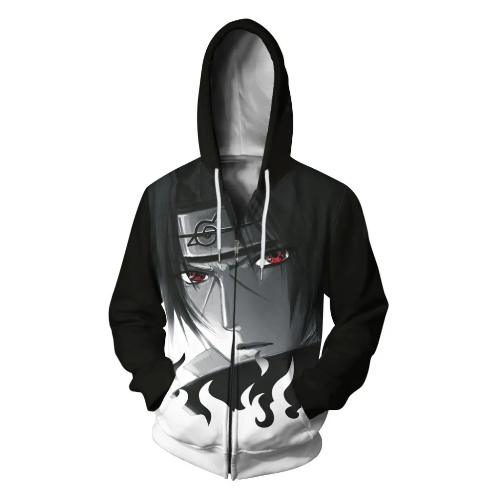 Uchiha Itachi Косплей Костюм Аниме Наруто Толстовка Повседневная куртка на молнии Кофты 5XL
