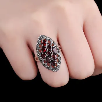 

Personal silver S925 sterling silver jewelry hand ornament Thai silver handmade open pomegranate ring cross border