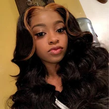 Цветные человеческие волосы парики Омбре 13 × 4 кружевные передние парики для черных женщин 13х4 глубокая часть Волнистые кружевные передние человеческие волосы парики с детскими волосами