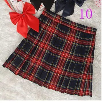 Плиссированные юбки с высокой талией в корейском консервативном стиле, женские красные трапециевидные короткие юбки, школьная форма Kawaii, клетчатая юбка в клетку, уличная одежда - Цвет: 10