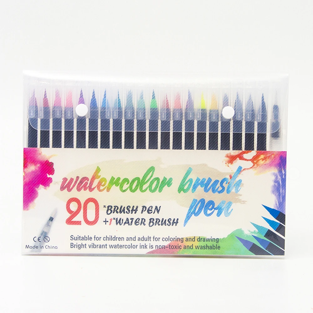 20 цветов маркеры Премиум мягкий набор акварельные кисти для украшения эффект лучше всего для раскрашивания манга комическая каллиграфия - Цвет: Белый