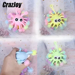 Novo engraçado dos desenhos animados ouriço fulgor flash bola fidget brinquedo descompressão anti estresse para crianças luz brilhante espremer brinquedos luminosos