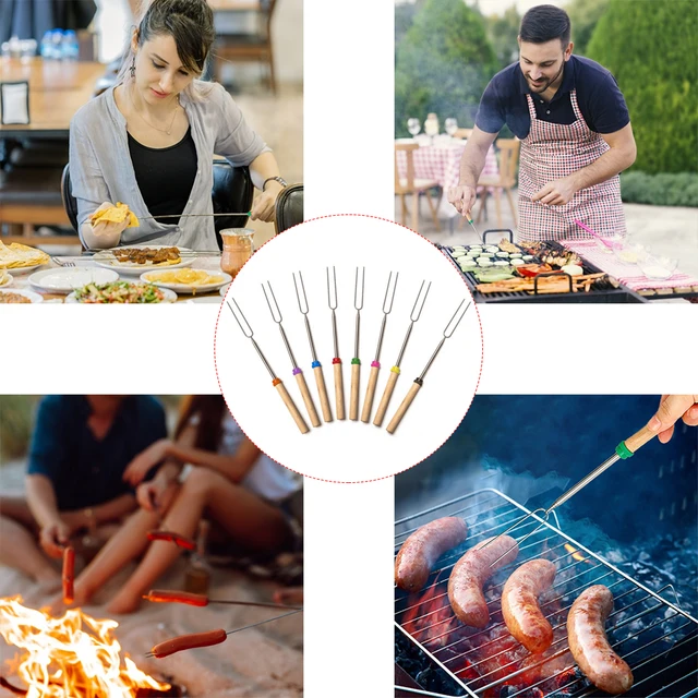 8Db/Set Rozsdamentes Acél Bbq Mályvacukrot Pörkölő Botok Kemping Edények Kibővítése - Image 6